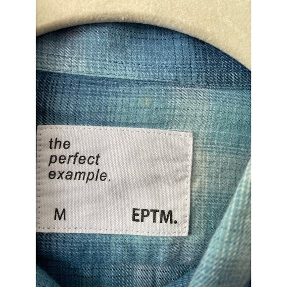 EPTM MEN'S BLUE PLAID FLANNEL SHORT SLEEVE BUTTON DOWN CASUAL SHIRT SZ M - Picture 6 of 6